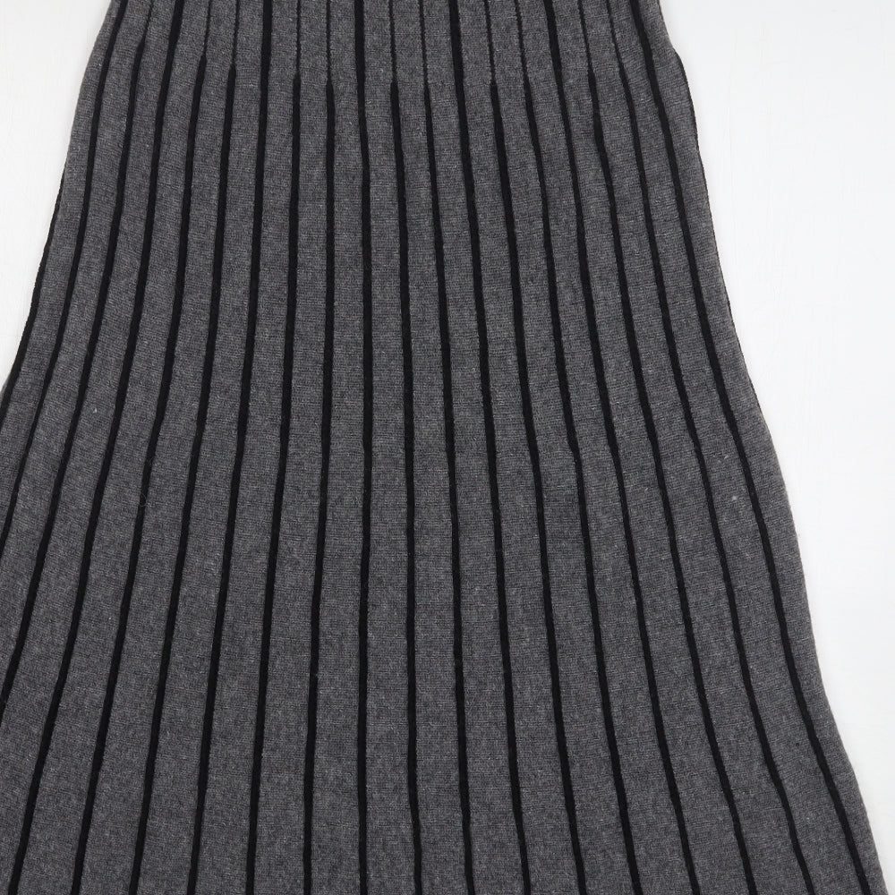 Per Una Womens Grey Striped Wool A-Line Skirt Size 10