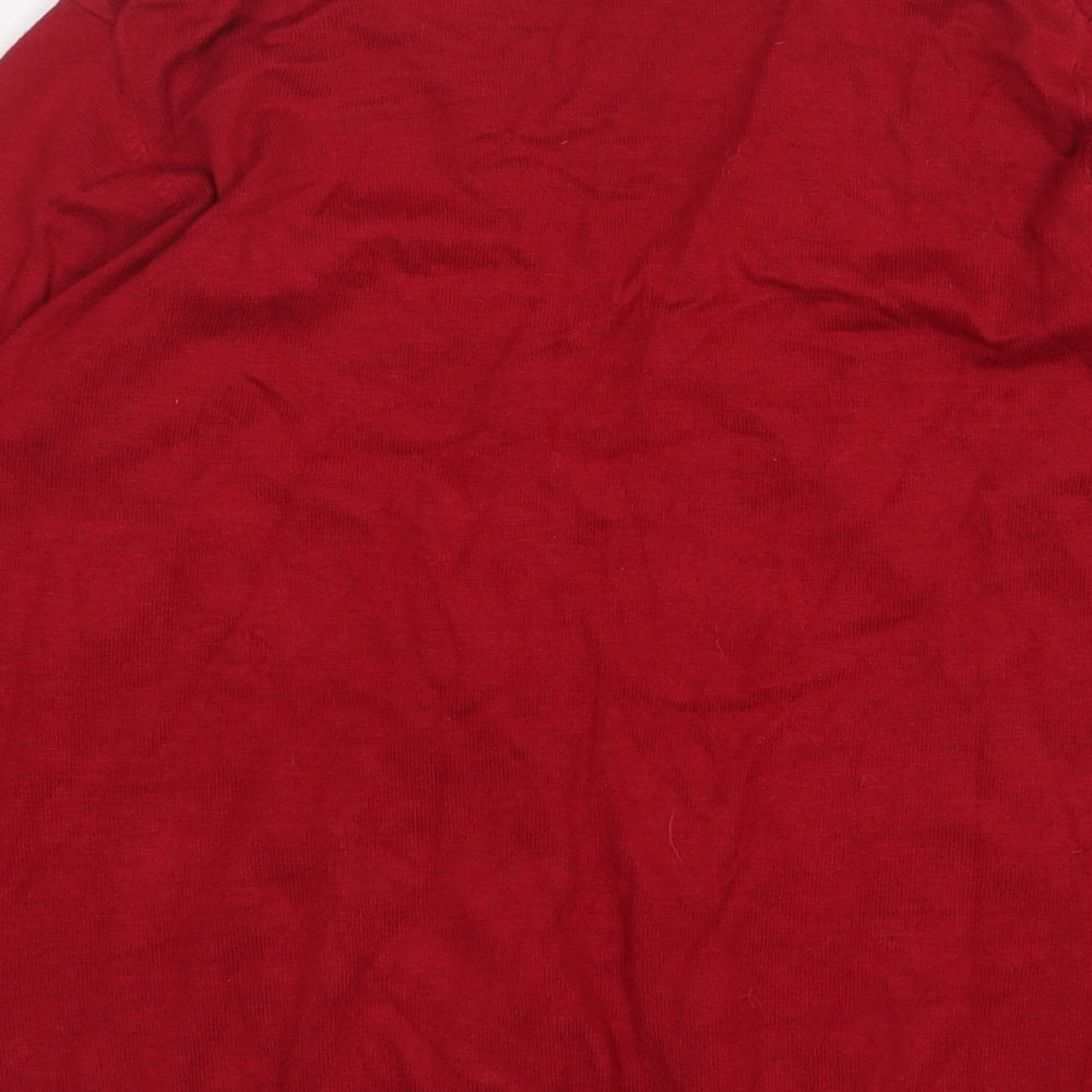 Marks and Spencer Womens Red V-Neck Viscose Pullover Jumper Size 14