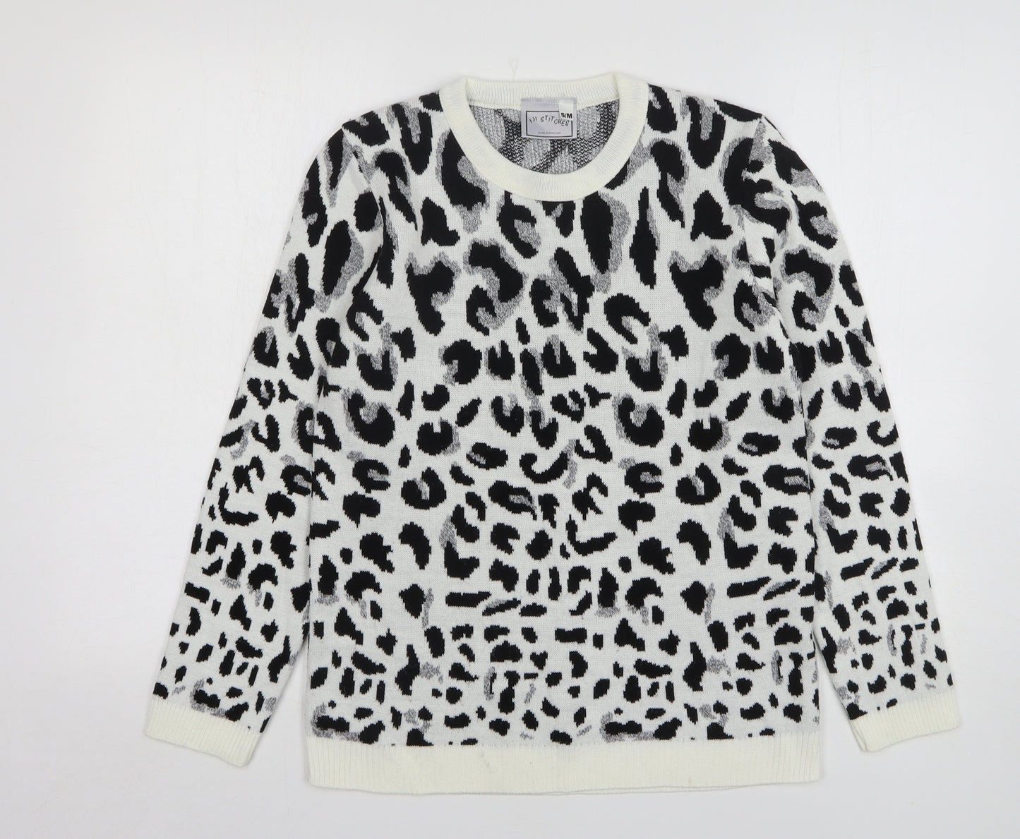In Stitches Womens Multicoloured Round Neck Animal Print Acrylic Pullover Jumper Size S