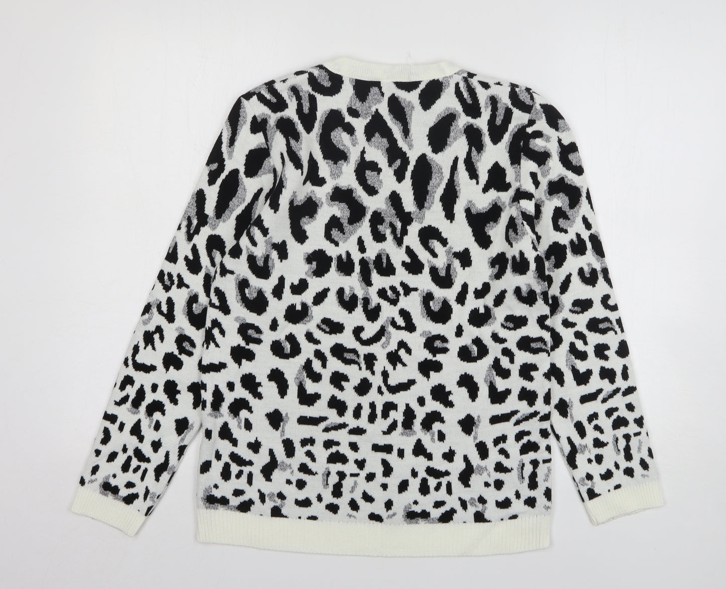 In Stitches Womens Multicoloured Round Neck Animal Print Acrylic Pullover Jumper Size S