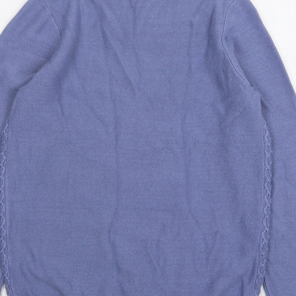 Isle Essentials Womens Blue Collared Acrylic Pullover Jumper Size 10