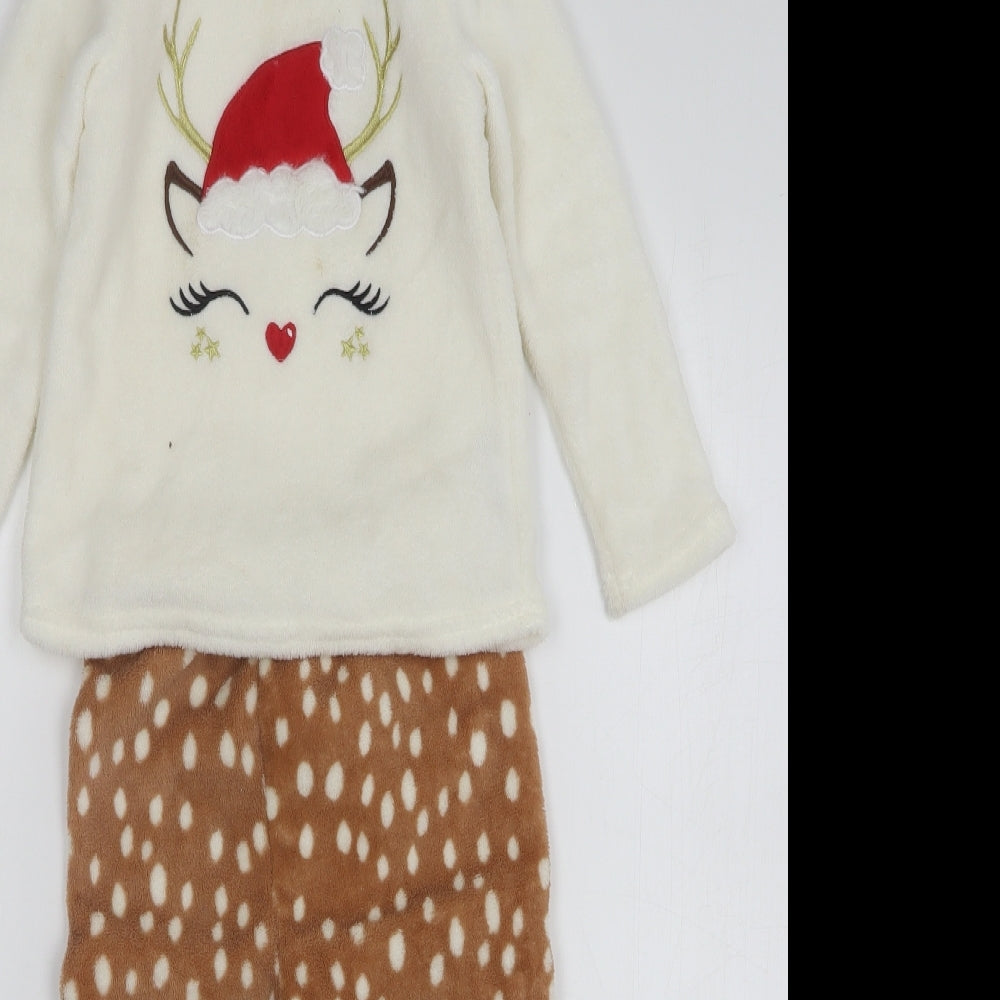 Primark Girls Multicoloured Polka Dot Polyester Top Pyjama Set Size 4-5 Years - Christmas