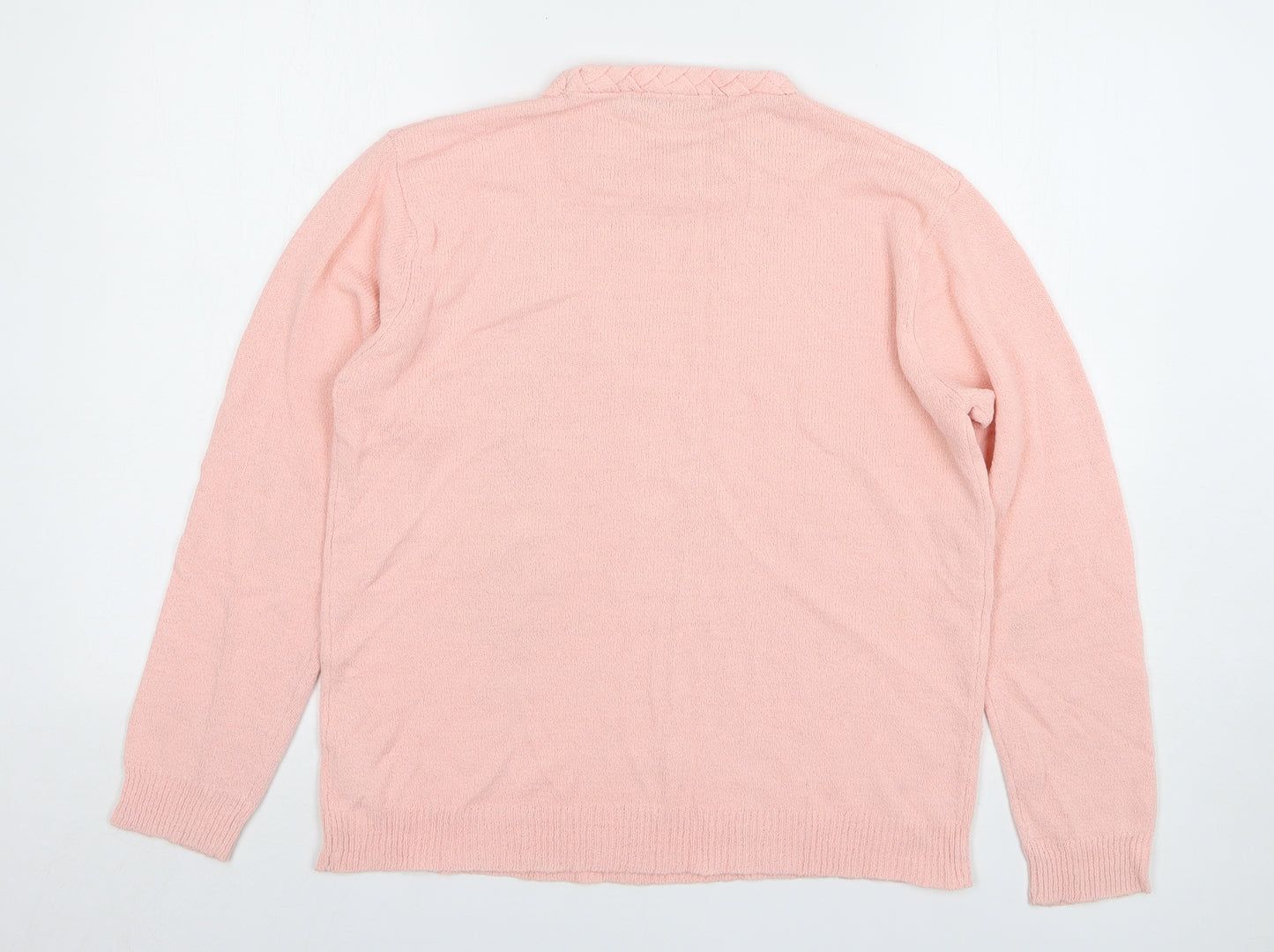Akal Womens Pink Round Neck Floral Acrylic Pullover Jumper Size M