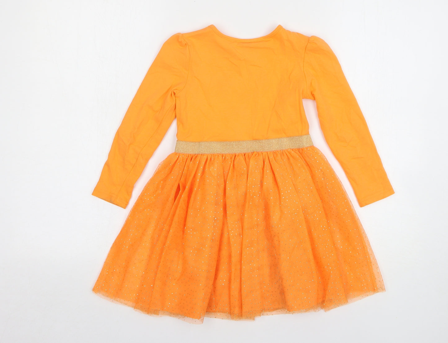 Primark Girls Orange Polyester A-Line Size 4-5 Years Round Neck - Halloween