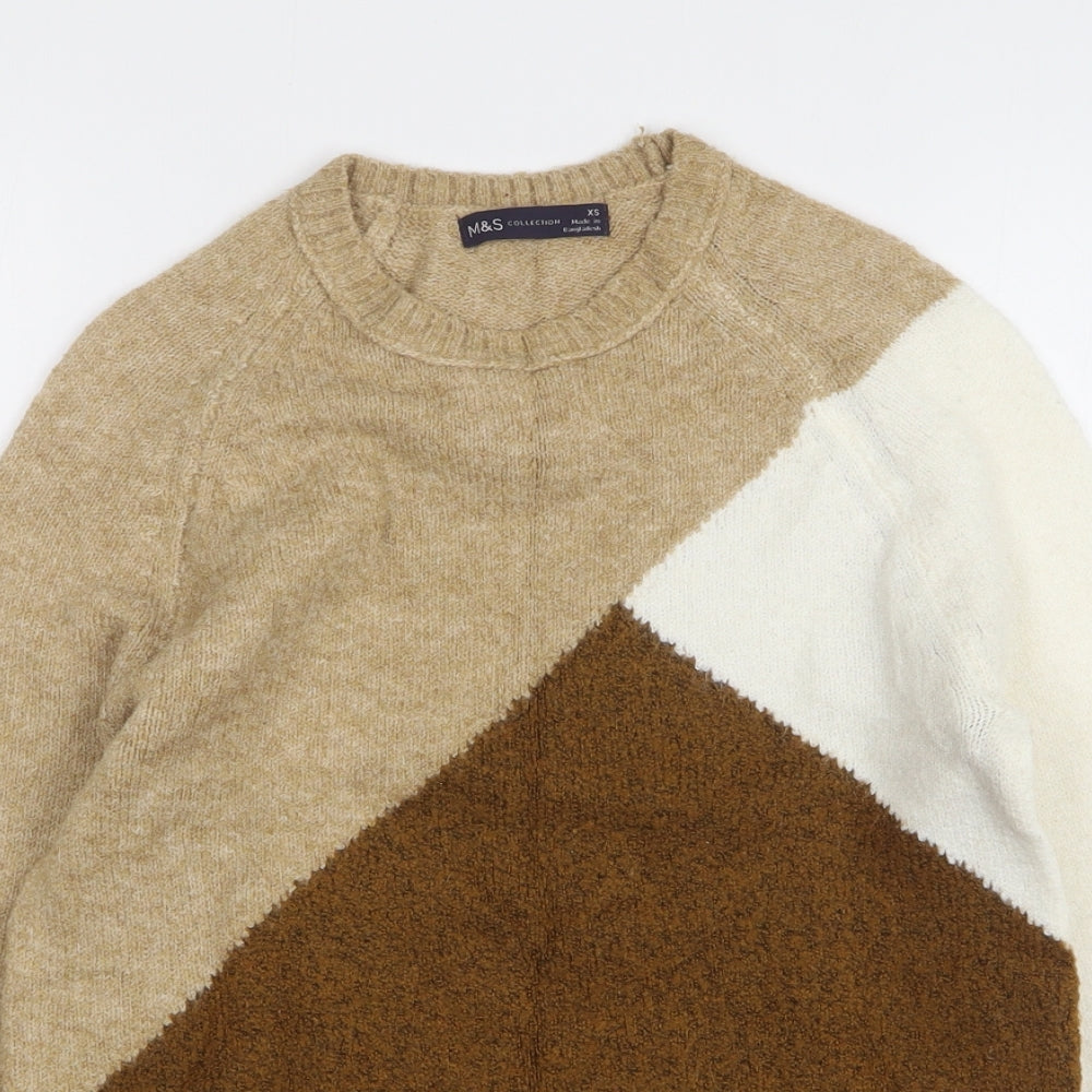 Marks and Spencer Womens Beige Round Neck Acrylic Pullover Jumper Size XS