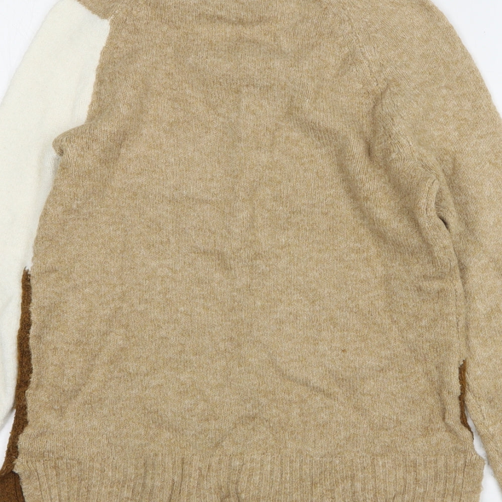 Marks and Spencer Womens Beige Round Neck Acrylic Pullover Jumper Size XS