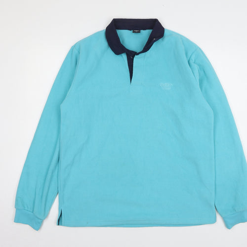 Cotton Traders Mens Blue Collared Polyester Pullover Jumper Size M