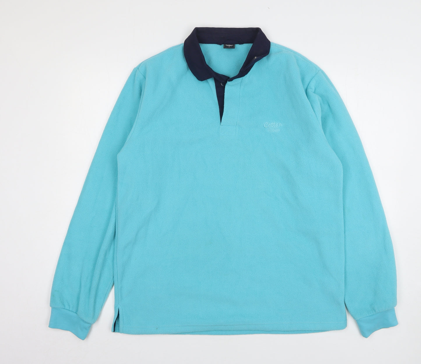 Cotton Traders Mens Blue Collared Polyester Pullover Jumper Size M