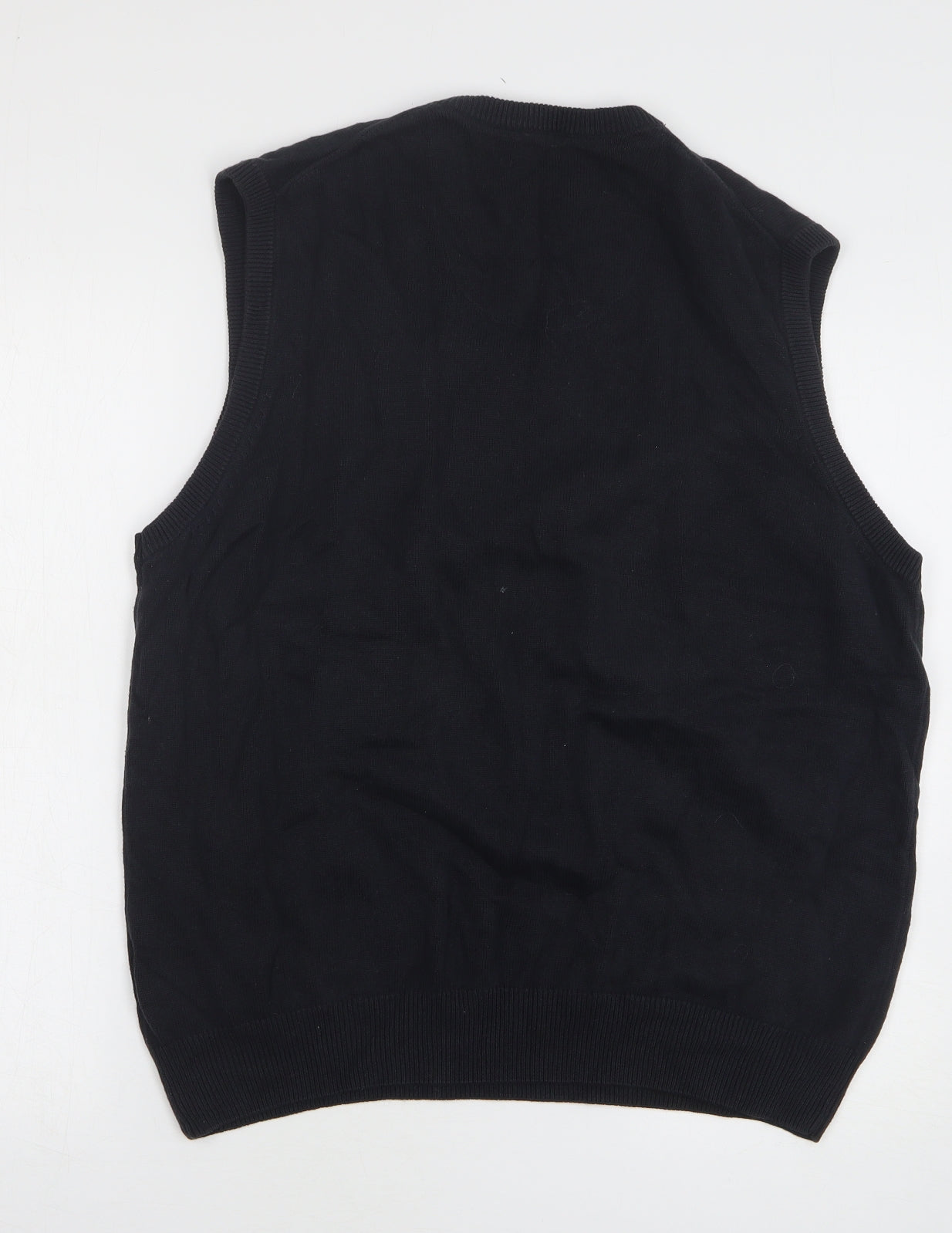 Blue Harbour Mens Black V-Neck Cotton Vest Jumper Size L