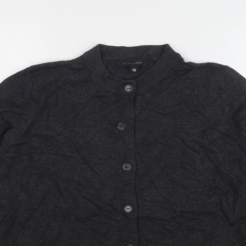 New Look Womens Grey Round Neck Viscose Cardigan Jumper Size 16