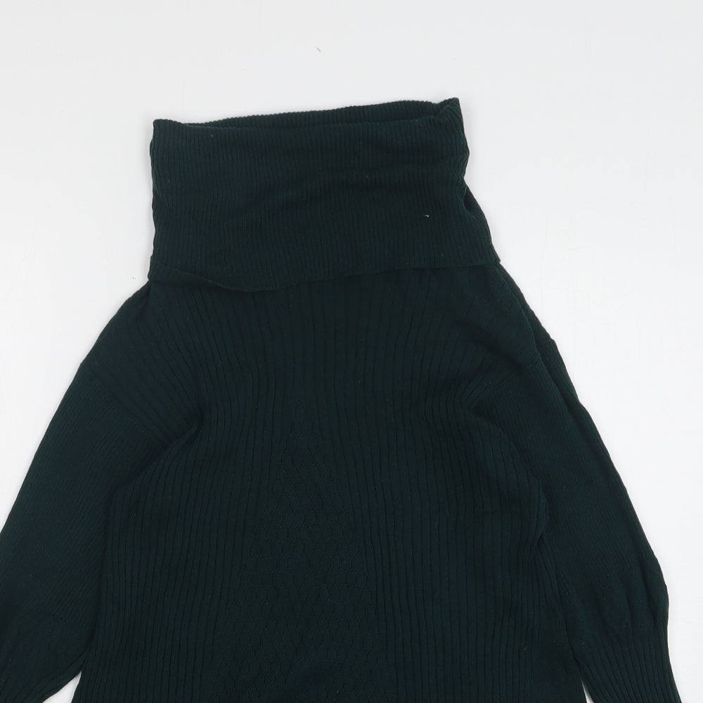 Cashel Womens Green Roll Neck Cotton Pullover Jumper Size XL