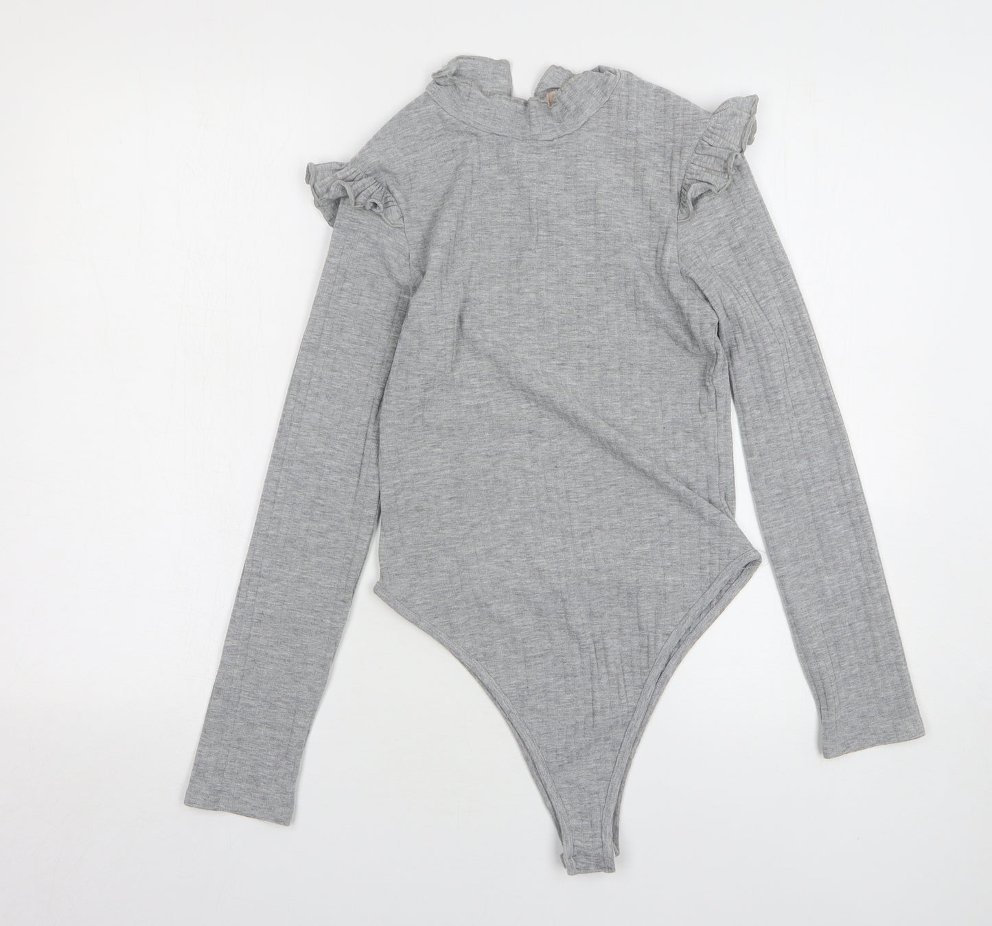 Misspap Womens Grey Polyester Bodysuit One-Piece Size 10
