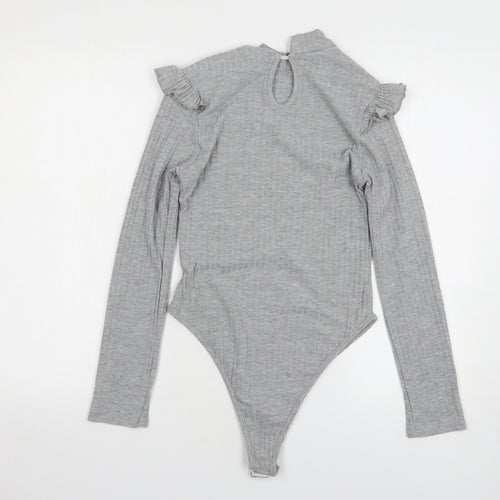 Misspap Womens Grey Polyester Bodysuit One-Piece Size 10