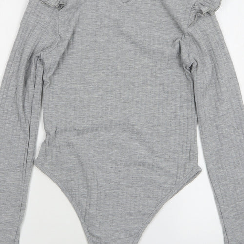 Misspap Womens Grey Polyester Bodysuit One-Piece Size 10