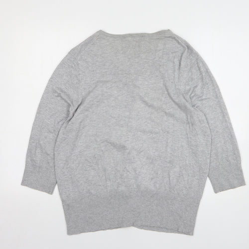 Marks and Spencer Womens Grey Round Neck Viscose Cardigan Jumper Size 22