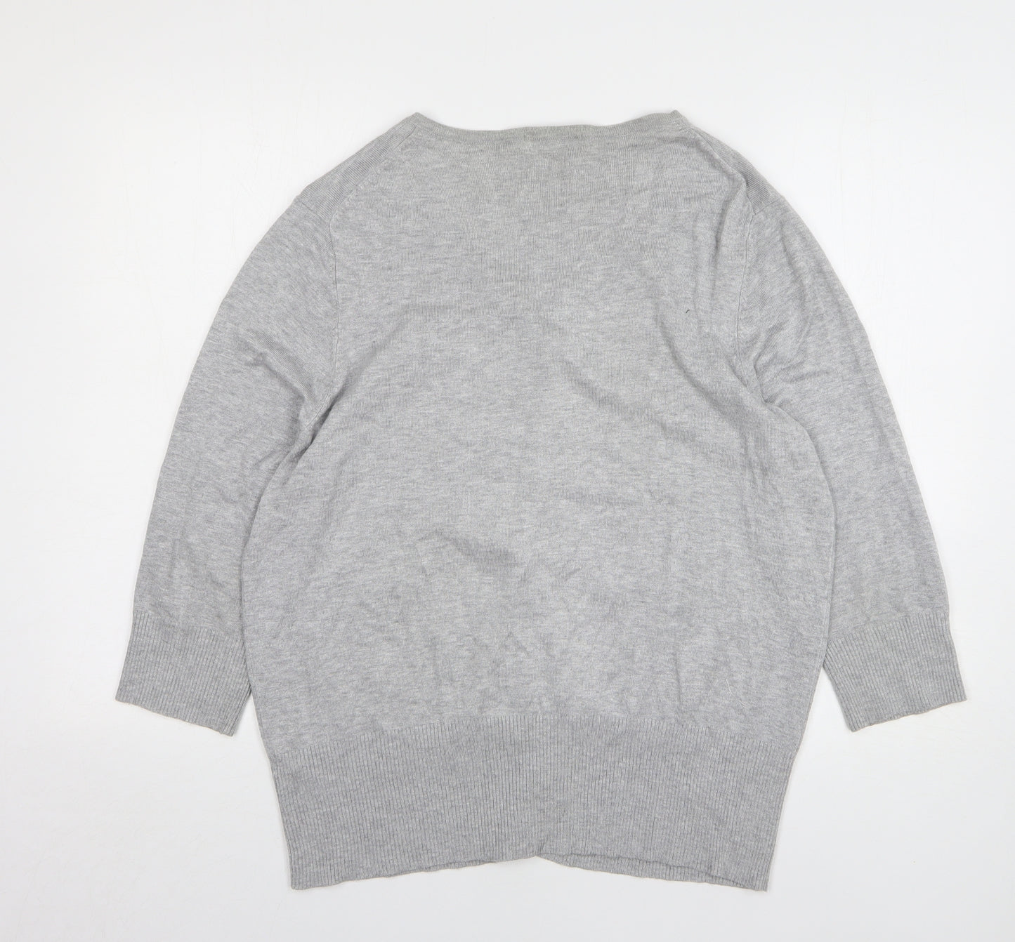 Marks and Spencer Womens Grey Round Neck Viscose Cardigan Jumper Size 22