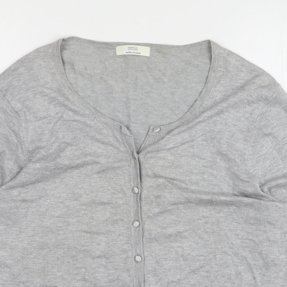 Marks and Spencer Womens Grey Round Neck Viscose Cardigan Jumper Size 22