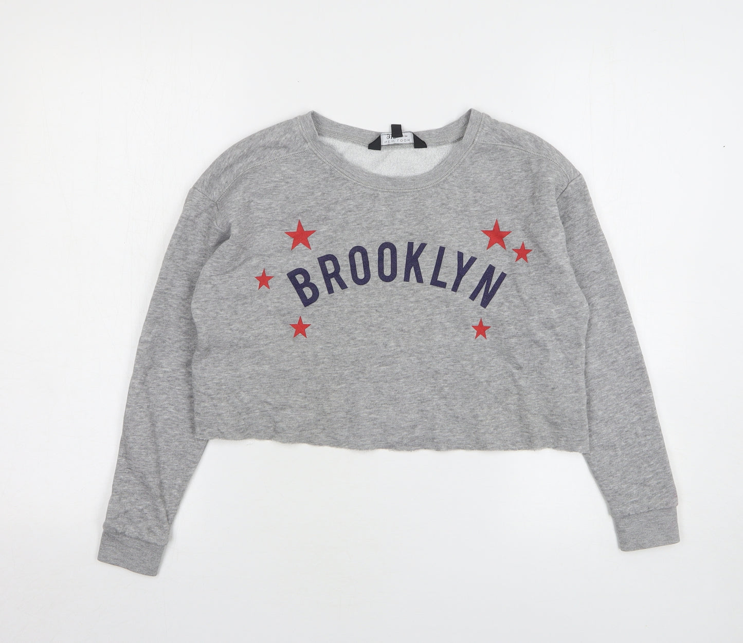 New Look Girls Grey Cotton Pullover Sweatshirt Size 10-11 Years - Cropped