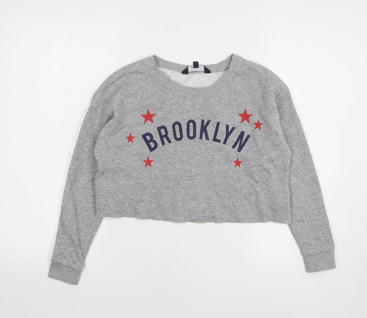 New Look Girls Grey Cotton Pullover Sweatshirt Size 10-11 Years - Cropped