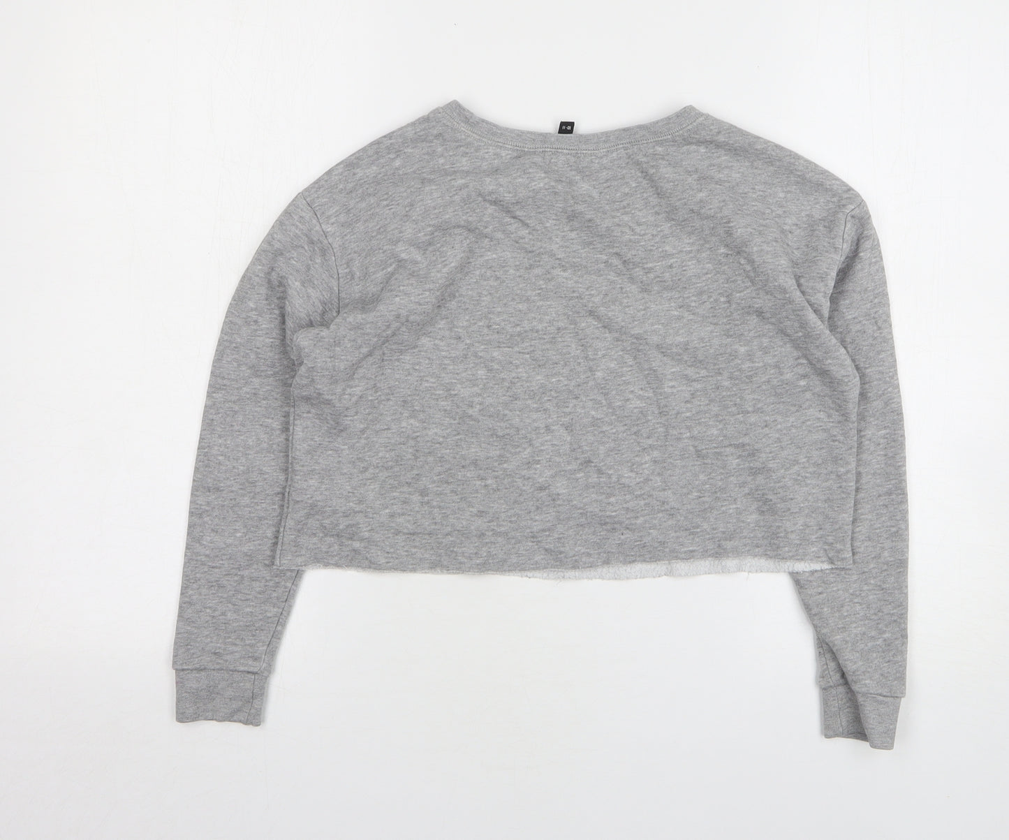 New Look Girls Grey Cotton Pullover Sweatshirt Size 10-11 Years - Cropped