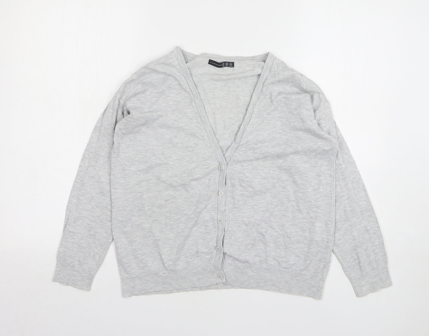 Atmosphere Womens Grey V-Neck Viscose Cardigan Jumper Size 12