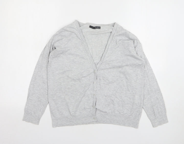 Atmosphere Womens Grey V-Neck Viscose Cardigan Jumper Size 12