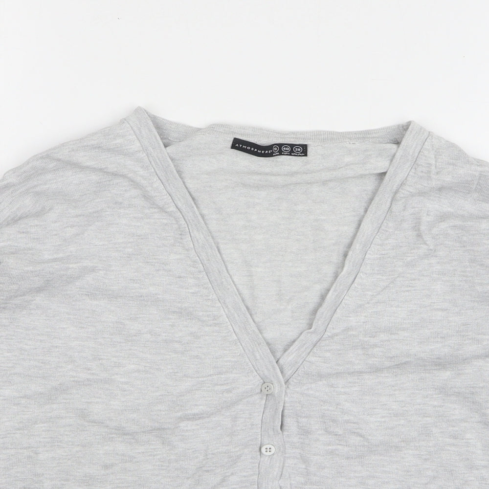 Atmosphere Womens Grey V-Neck Viscose Cardigan Jumper Size 12