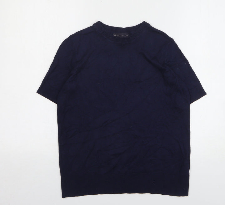 Marks & Spencer Womens Blue Round Neck Viscose Pullover Jumper Size 10