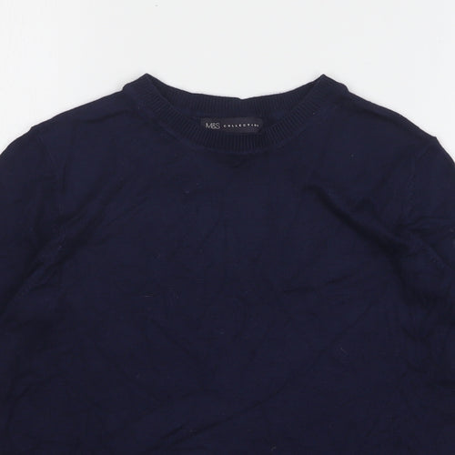 Marks and Spencer Womens Blue Round Neck Viscose Pullover Jumper Size 10