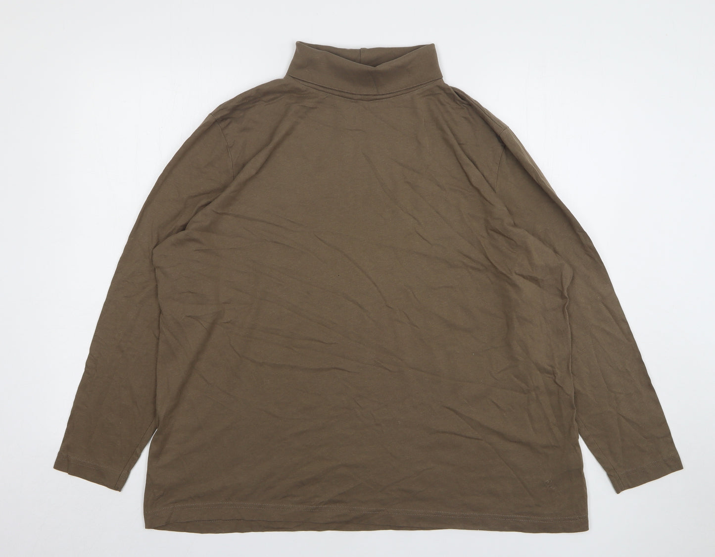 Preworn Womens Brown Cotton Basic T-Shirt Size 22 Roll Neck