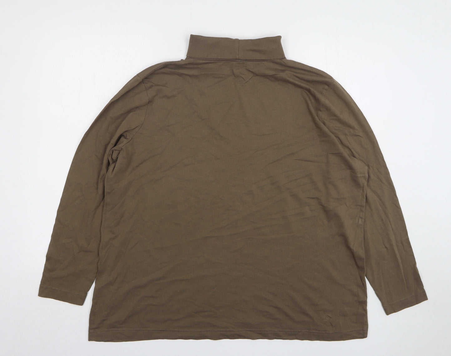 Preworn Womens Brown Cotton Basic T-Shirt Size 22 Roll Neck