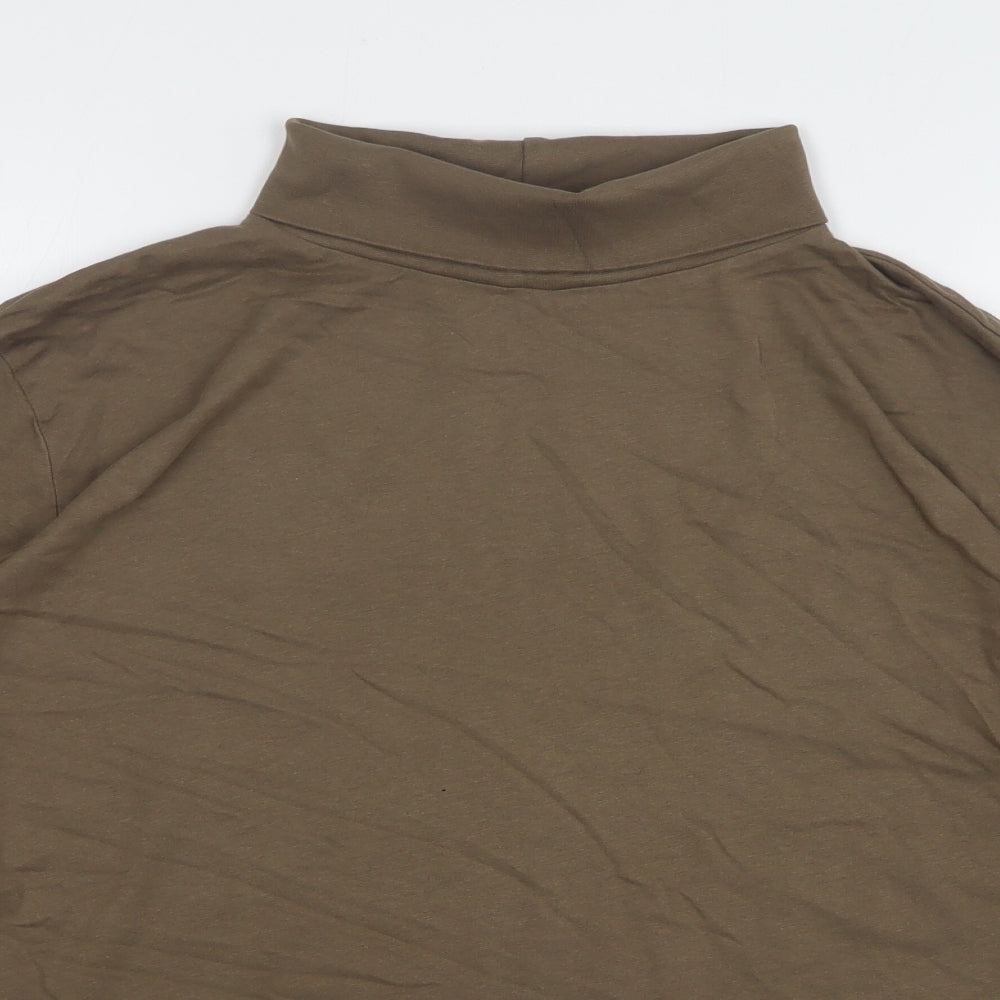 Preworn Womens Brown Cotton Basic T-Shirt Size 22 Roll Neck