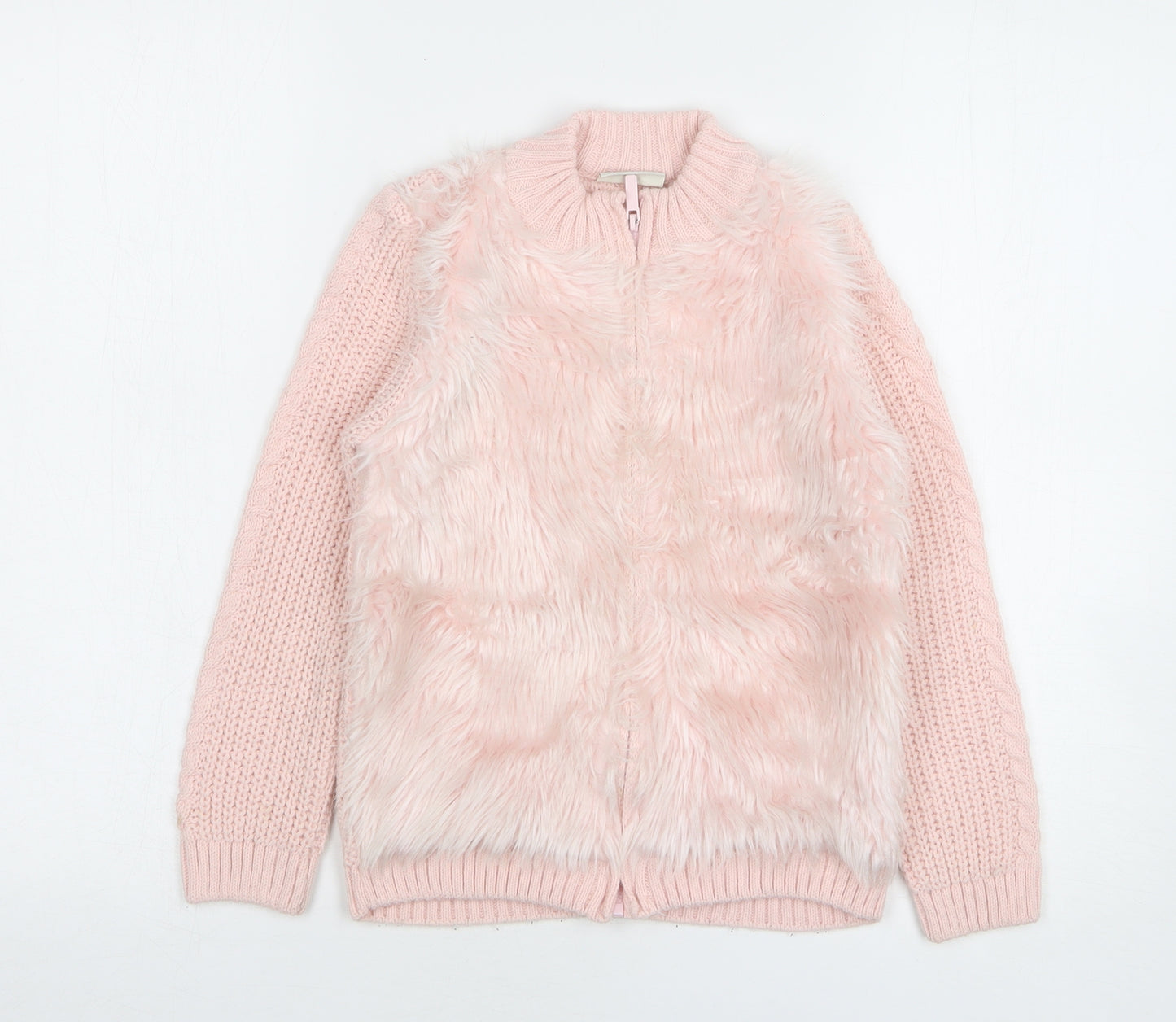 LC Waikiki Girls Pink Acrylic Full Zip Sweatshirt Size 8-9 Years