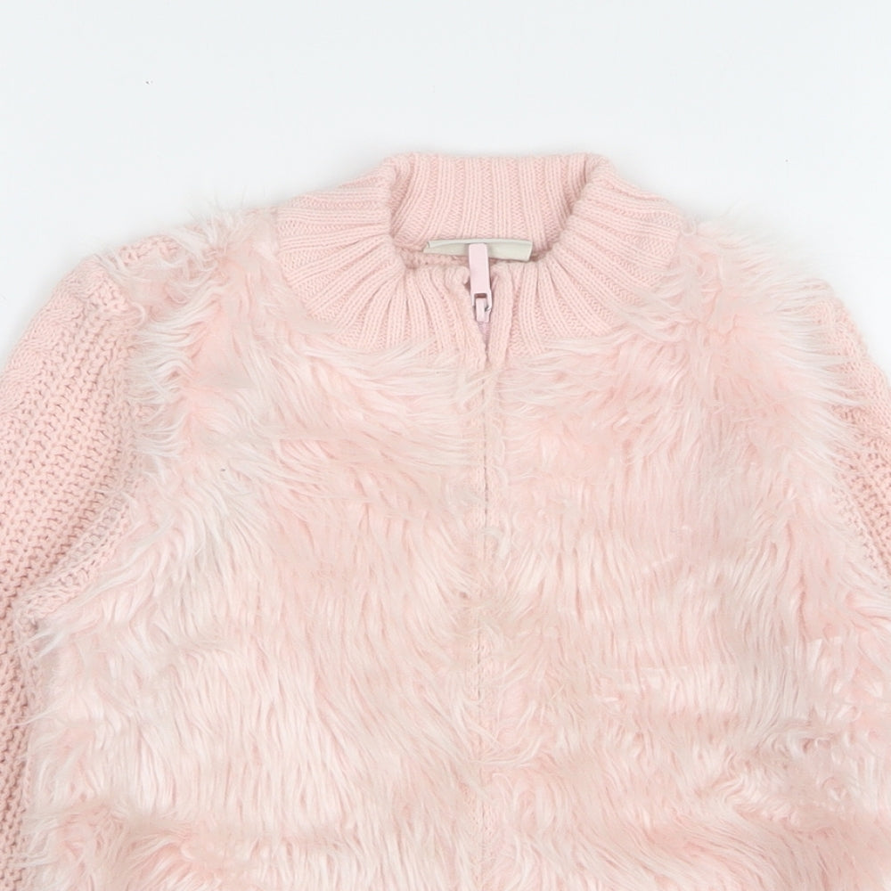 LC Waikiki Girls Pink Acrylic Full Zip Sweatshirt Size 8-9 Years
