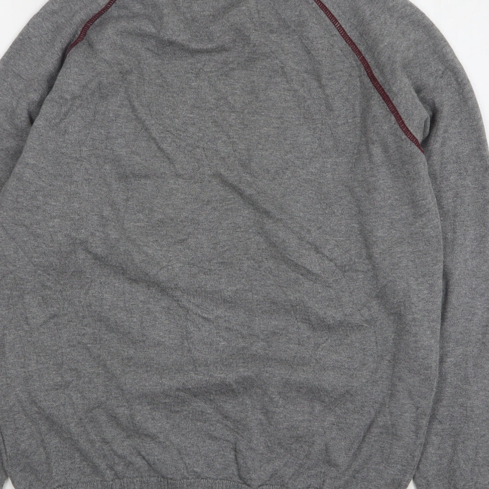 JACK & JONES Mens Grey Round Neck Cotton Pullover Jumper Size M