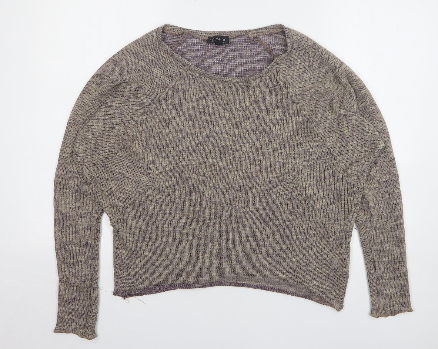 Topshop Womens Brown Round Neck Polyester Pullover Jumper Size 8