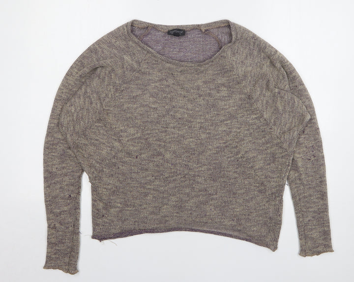 Topshop Womens Brown Round Neck Polyester Pullover Jumper Size 8