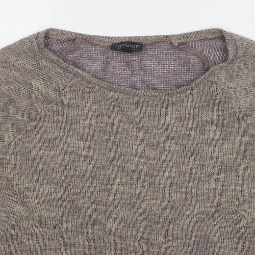 Topshop Womens Brown Round Neck Polyester Pullover Jumper Size 8