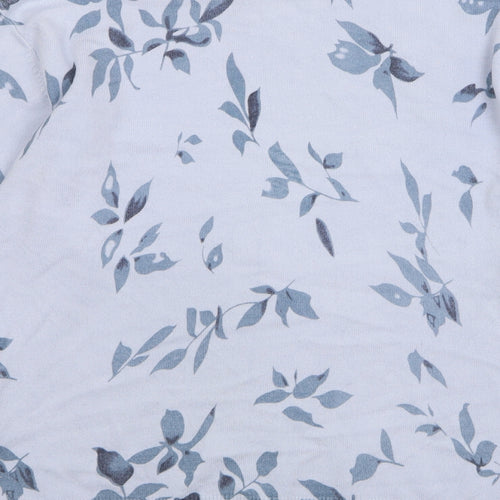 Damart Womens Blue Round Neck Floral Acrylic Pullover Jumper Size 12