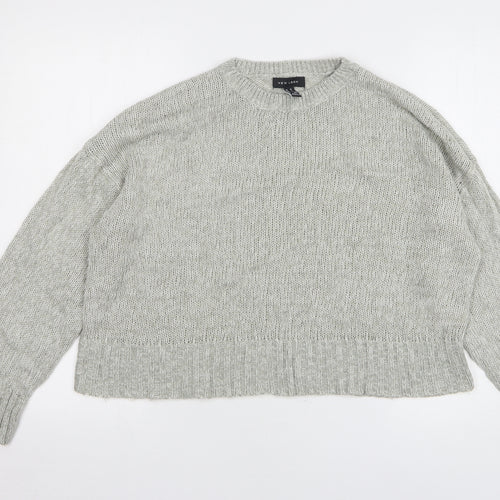 New Look Womens Grey Round Neck Acrylic Pullover Jumper Size M