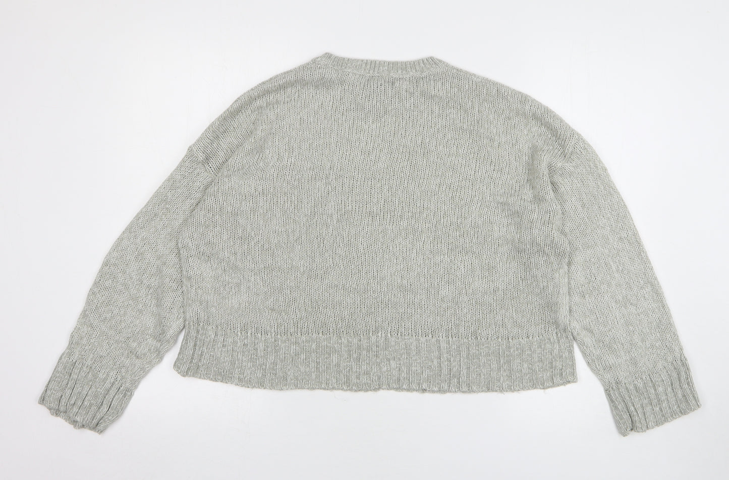 New Look Womens Grey Round Neck Acrylic Pullover Jumper Size M