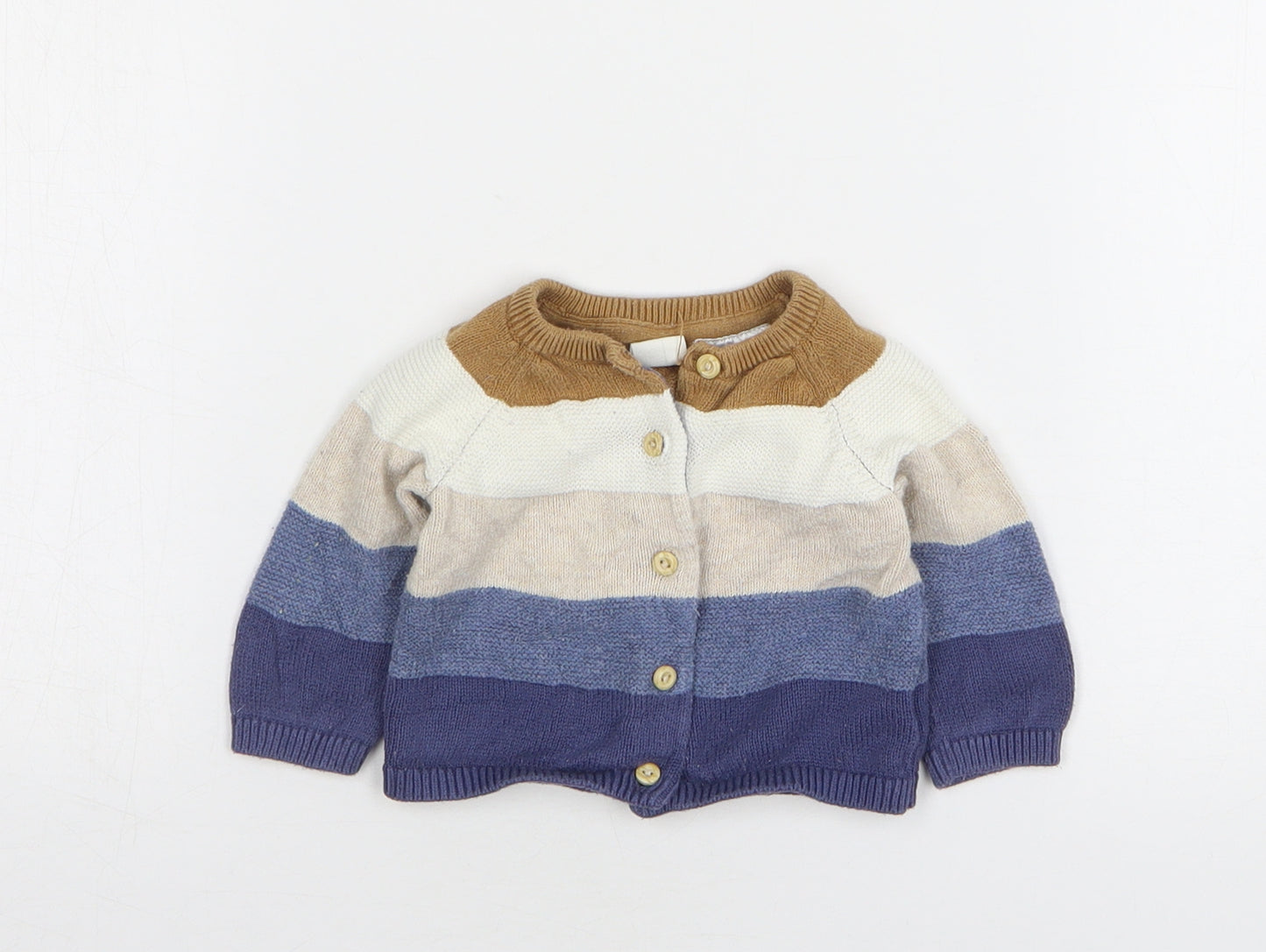 H&M Boys Multicoloured Striped Cotton Cardigan Jumper Size 0-3 Months
