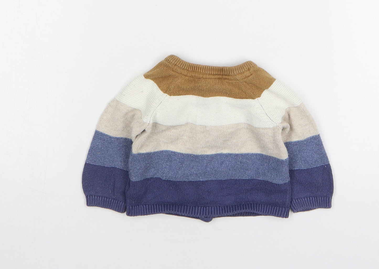 H&M Boys Multicoloured Striped Cotton Cardigan Jumper Size 0-3 Months