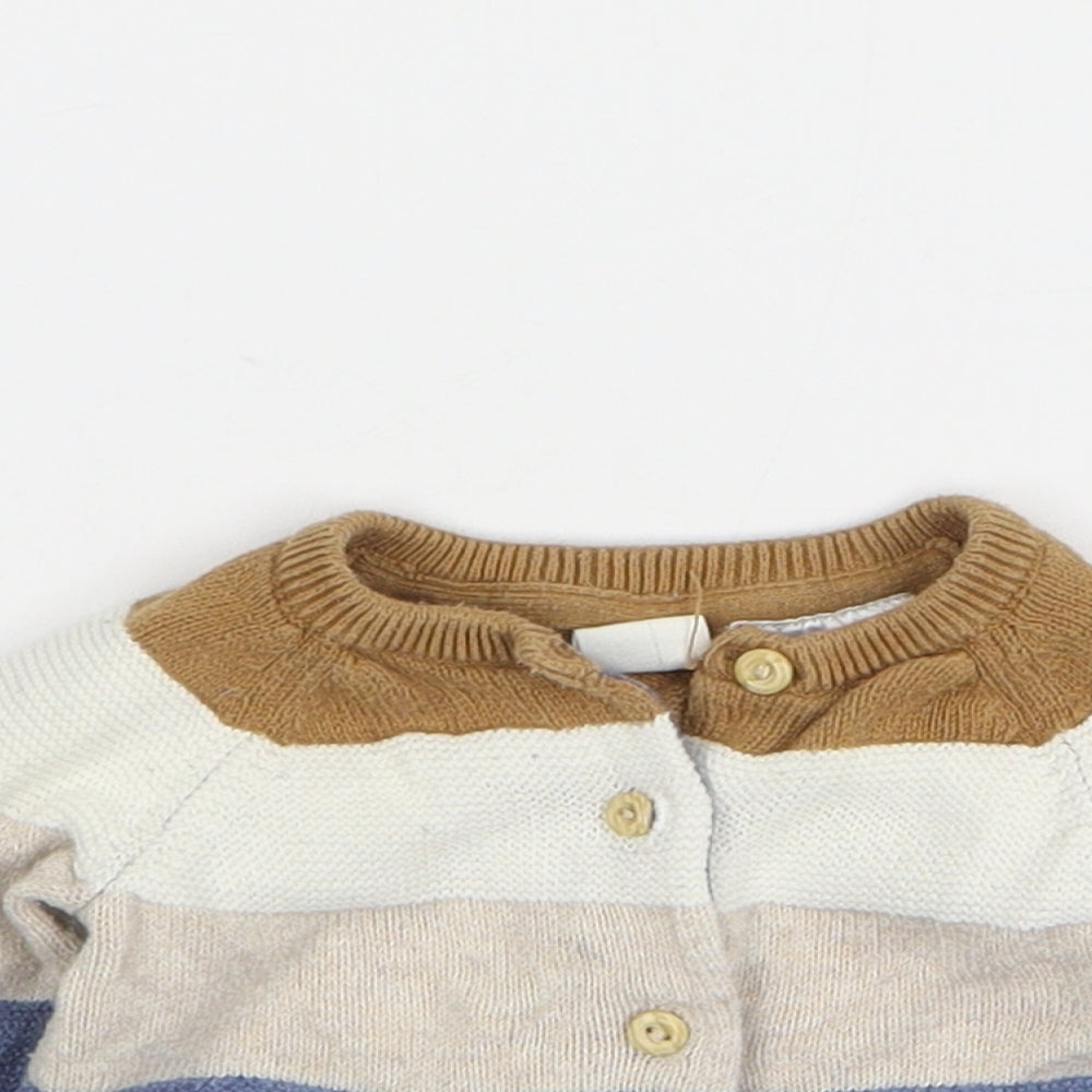 H&M Boys Multicoloured Striped Cotton Cardigan Jumper Size 0-3 Months