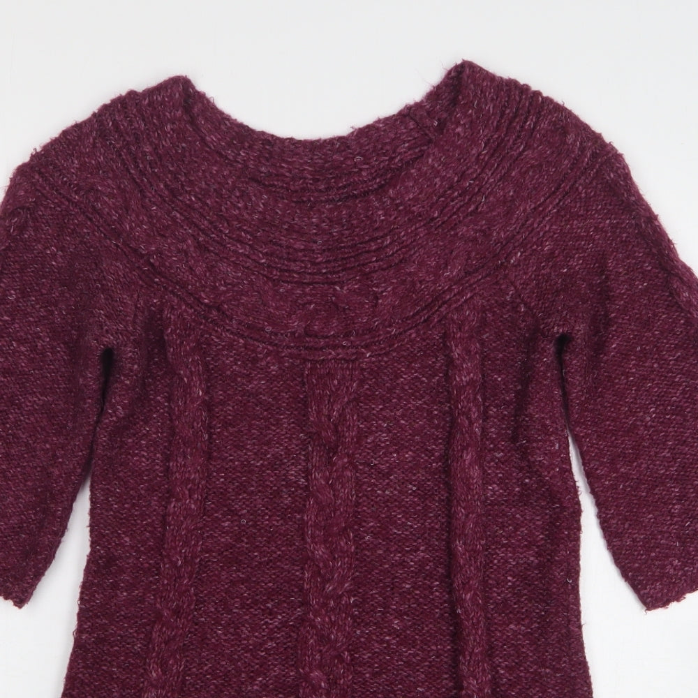 George Womens Purple Acrylic Jumper Dress Size 10 Round Neck
