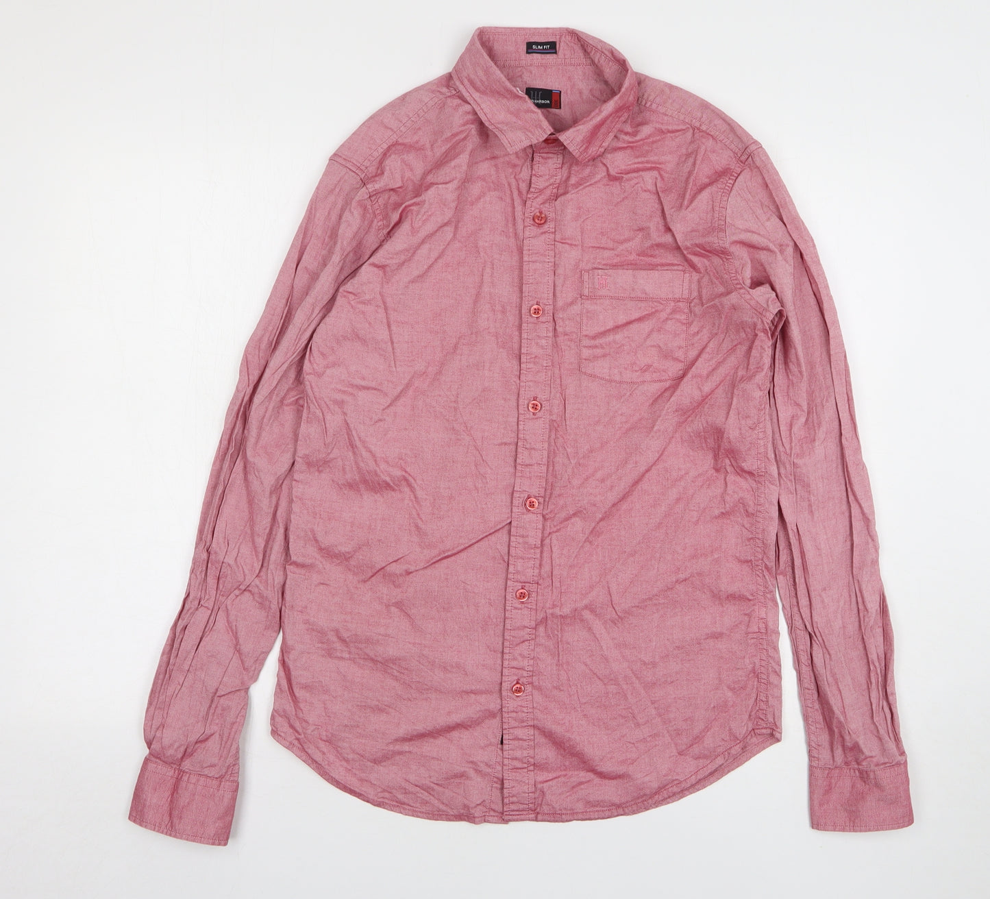 Ted Harbor Mens Pink Polyester Dress Shirt Size M Collared