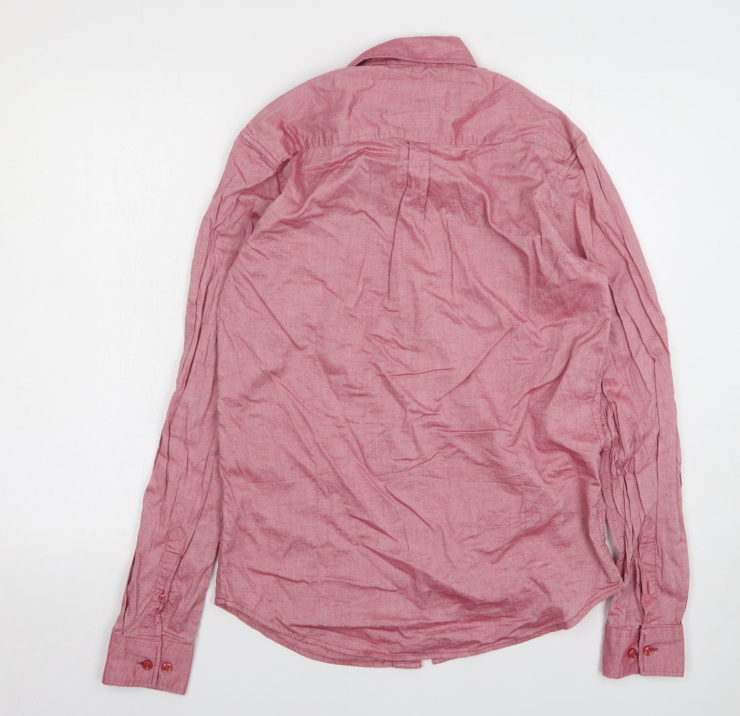 Ted Harbor Mens Pink Polyester Dress Shirt Size M Collared