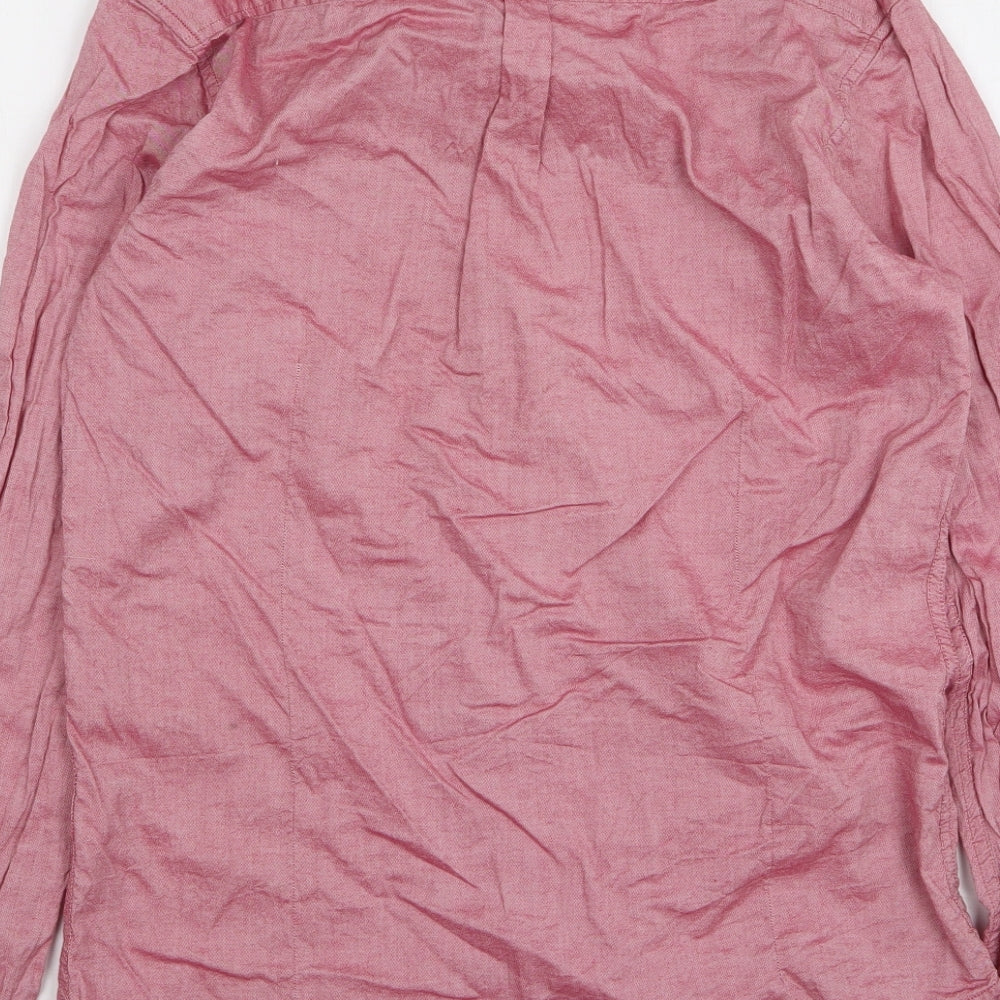 Ted Harbor Mens Pink Polyester Dress Shirt Size M Collared