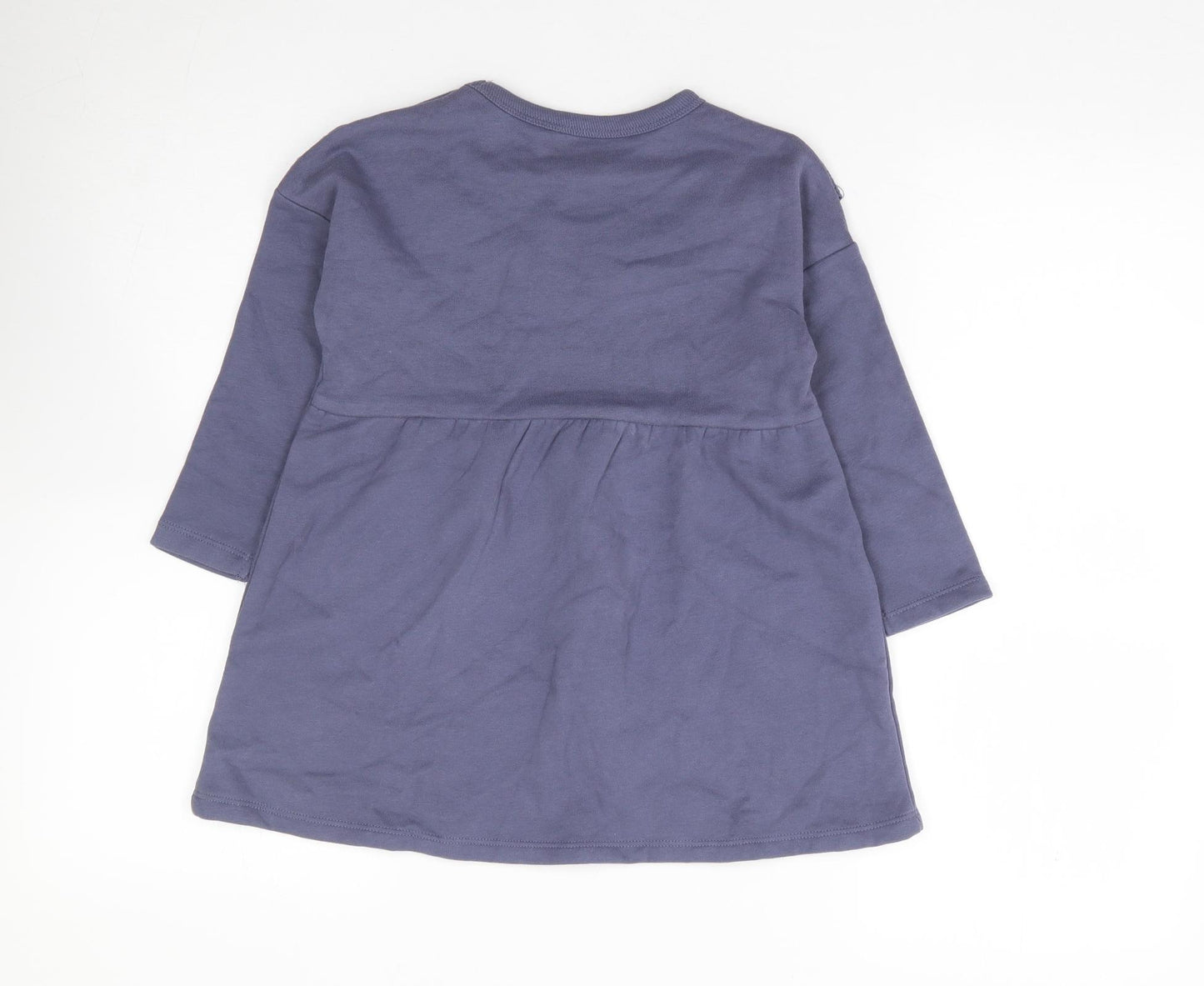 George Girls Blue Cotton Jumper Dress Size 3-4 Years Crew Neck Pullover