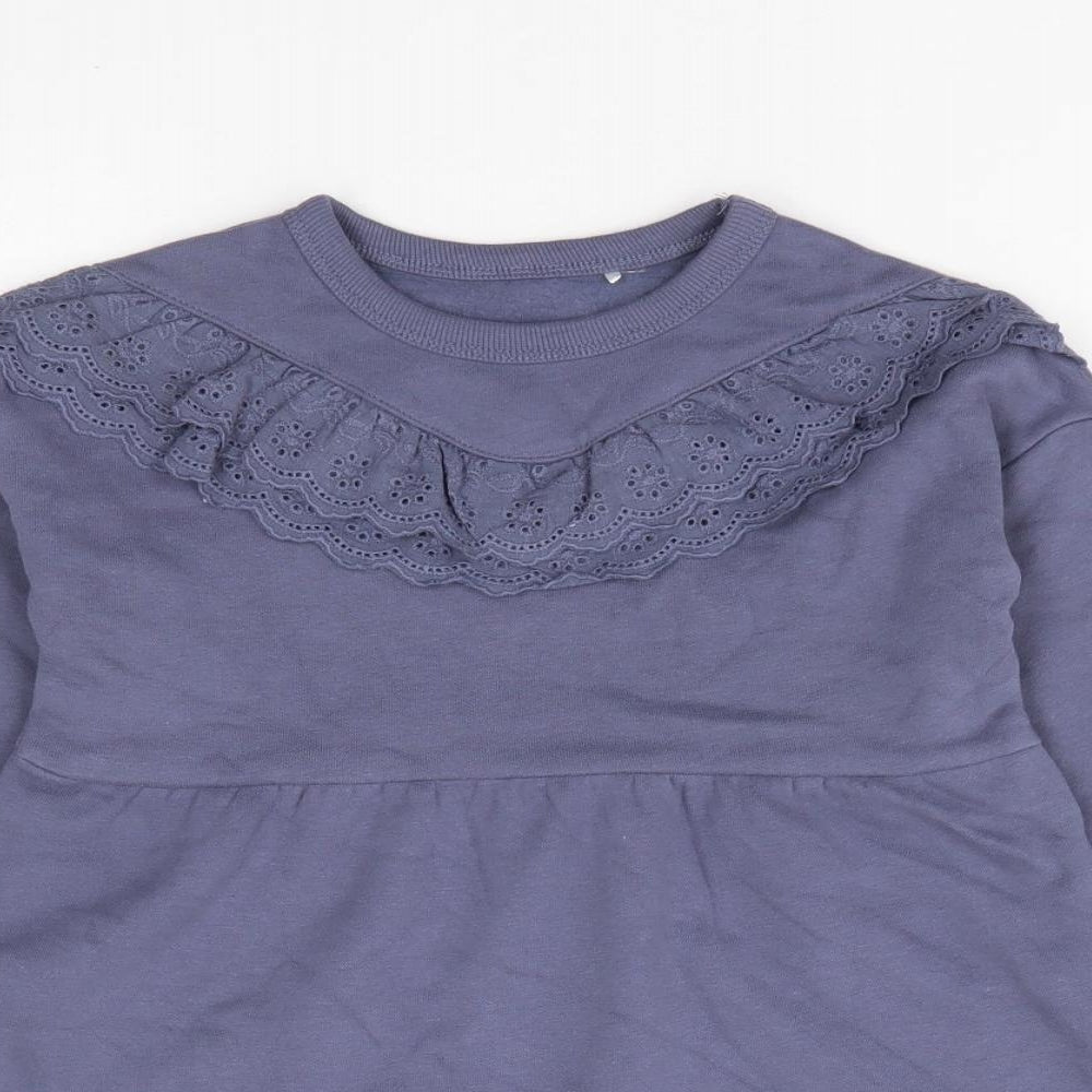 George Girls Blue Cotton Jumper Dress Size 3-4 Years Crew Neck Pullover